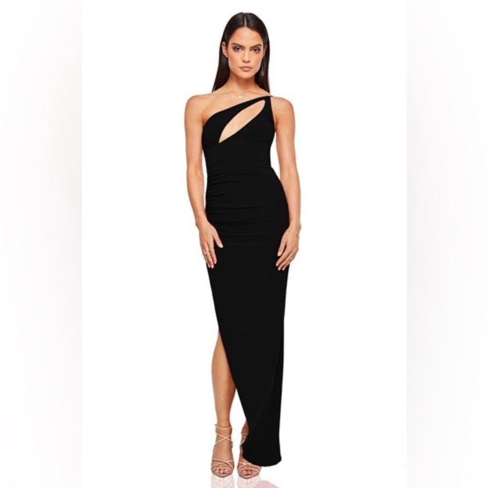 SOLD Nookie NWT Envy Black Cutout One-Shoulder Maxi Dress